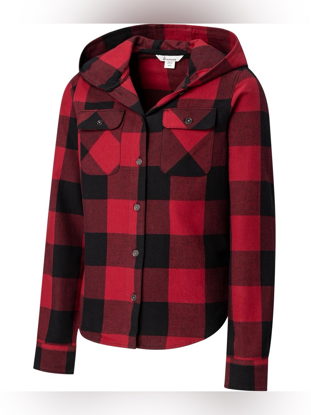 BRAND NEW girl youth ripzone red flannel long sleeve hooded shirt size M